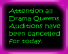 Auditions Cancelled