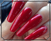 Red Nails Silver Rings