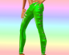 green laytex pants