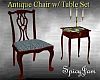 Antq Chair w/Table LtBlu