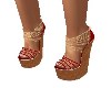 RED/GOLD WEDGE SANDALS