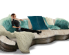 Teal Fur Cuddle Couch