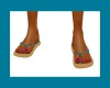 teal and brown sandals