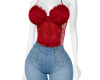 Red lace and jeans
