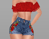jeans red flowers