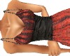 Red and black lace dress