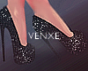 V. Black Glitter Heels
