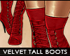 ! velvet laced boots red