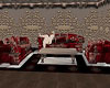 red couch-loveseat-chair