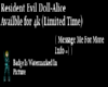 Resident Evil Doll-Alice