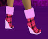 pink tartan wedge boots