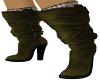 Chic Olive Leather Boots