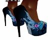 Blue Design Flower Pumps