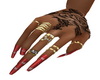 Red Nails W/Rings/Tat