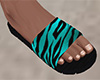 Teal Tiger Stripe Sandals 3 (M)