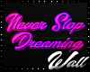 Never Stop Dreaming Sign