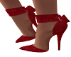 Red Velour Bow Heels