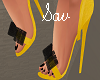 Yellow/Black Bow Heels