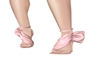 pink satin bow heel