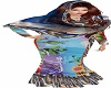 multi blue sari n shawl