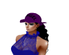 purple cap w/ black hair