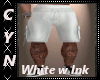 White w Ink Shorts