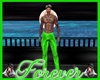 Green Leather Jeans M