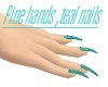 Fine,Hands,Teal,Nails