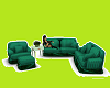 abstract green 5pc couch