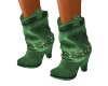 Green suede short boots