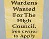 Wardens wanted