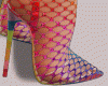 E* Rainbow FishNet Heels
