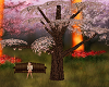 sakura tree with swing