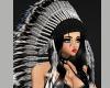 Headdress Indian Feathers BLack White Leather Doll Dolls Girl