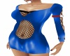 blue leather meshy dress