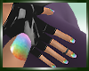 :)Blk Glove Rainbow Nail
