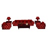 C A Red Leather Sofa Set