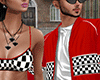couple red race jacket*F