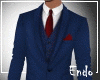 Blue Jacket with red tie