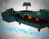 Teal and Brown Couch Set