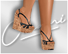 Blk Leather Cork Wedges
