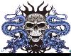 BLUE DRAGONS AND SKULL