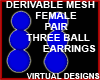 Three Ball Earrings Mesh