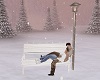 Winter Couple Lamp Bench