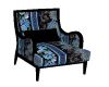 blue black floral chair