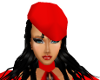 Red hat with black hair