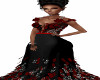 Blk/Red Rose Gown