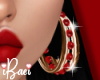 Red Pearl Earrings Gold