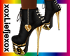 [L] Gold Black Boots
