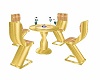 mesa oro y madera